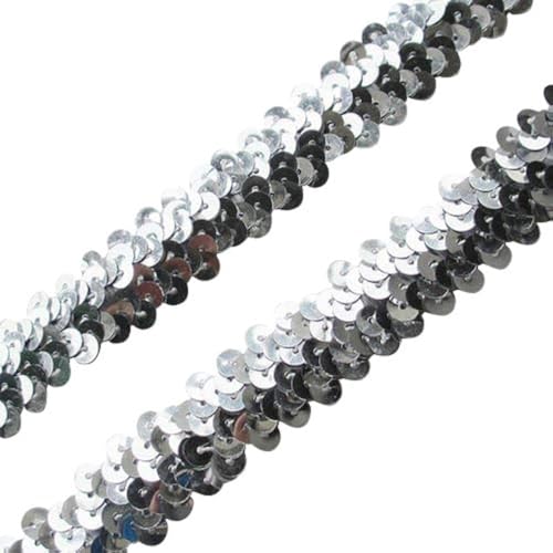 Chenkou Craft New 10Y Beautiful Sequin Elastic Stretch Ribbon Trim Craft Sewing Trimming Silver