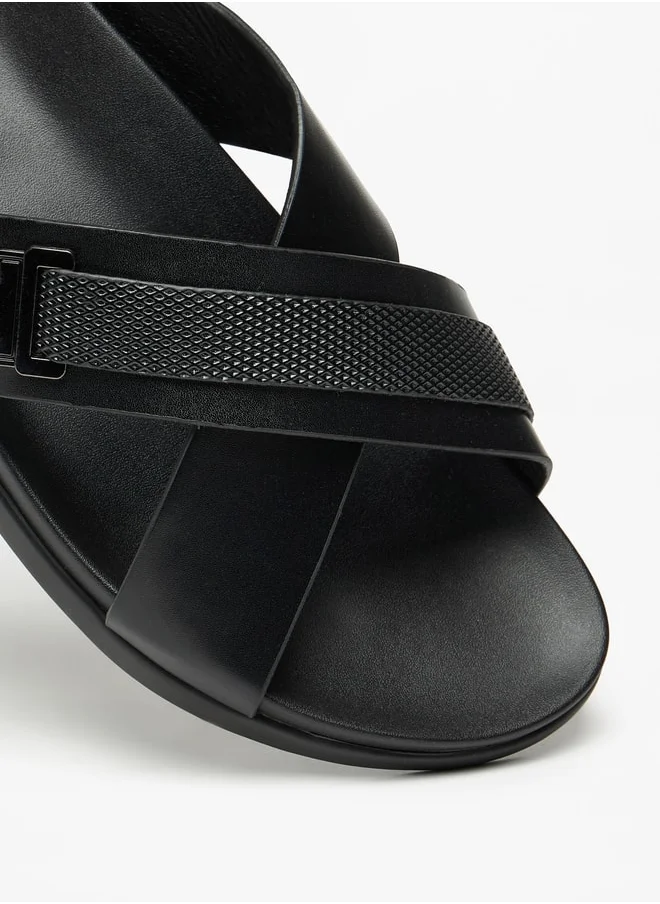 ال بي ال من شو اكسبرس Textured Slip-On Cross Strap Arabic Sandals
