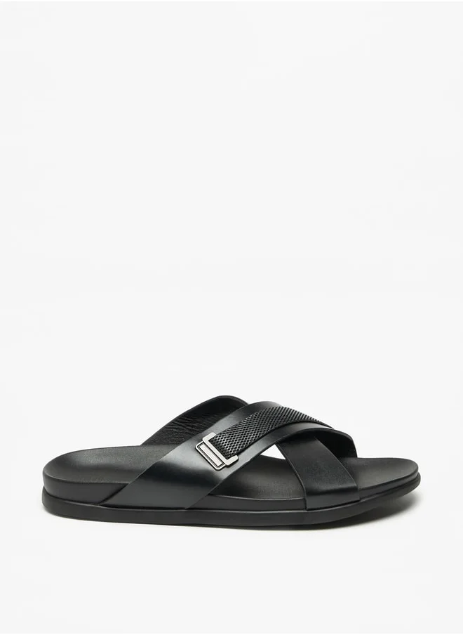 ال بي ال من شو اكسبرس Textured Slip-On Cross Strap Arabic Sandals