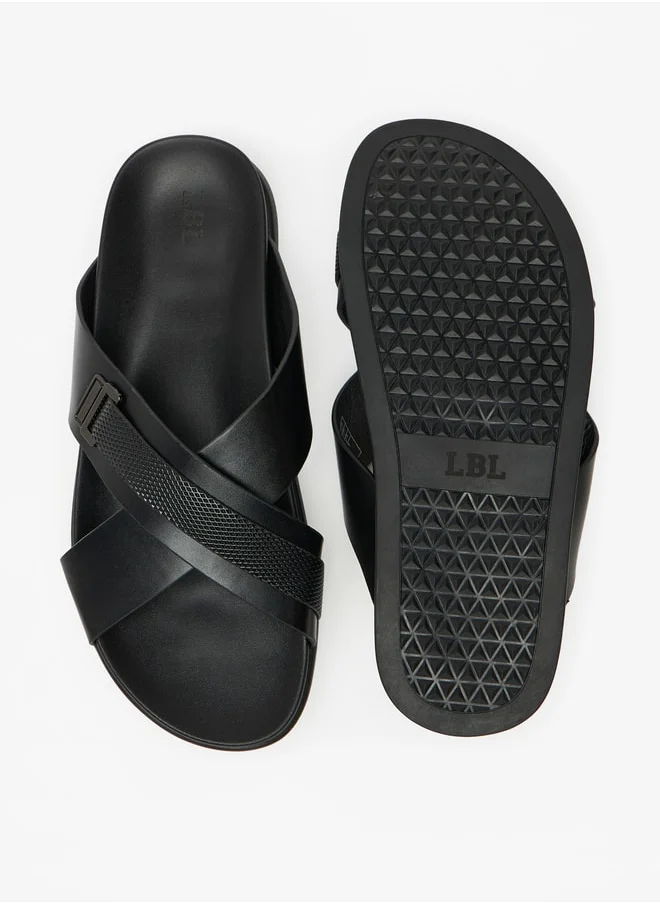 ال بي ال من شو اكسبرس Textured Slip-On Cross Strap Arabic Sandals