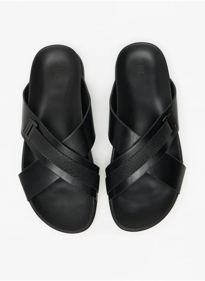 ال بي ال من شو اكسبرس Textured Slip-On Cross Strap Arabic Sandals