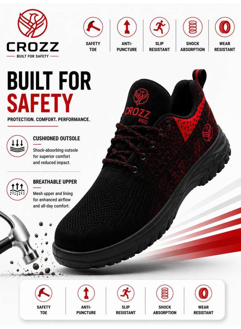 CROZZ Men and Women Safety Shoes, 200 Joules Steel Cap Protective Toe, Anti-Static Lightweight Breathable Knit Industrial Work and Construction Safety Sneakers - Image 2