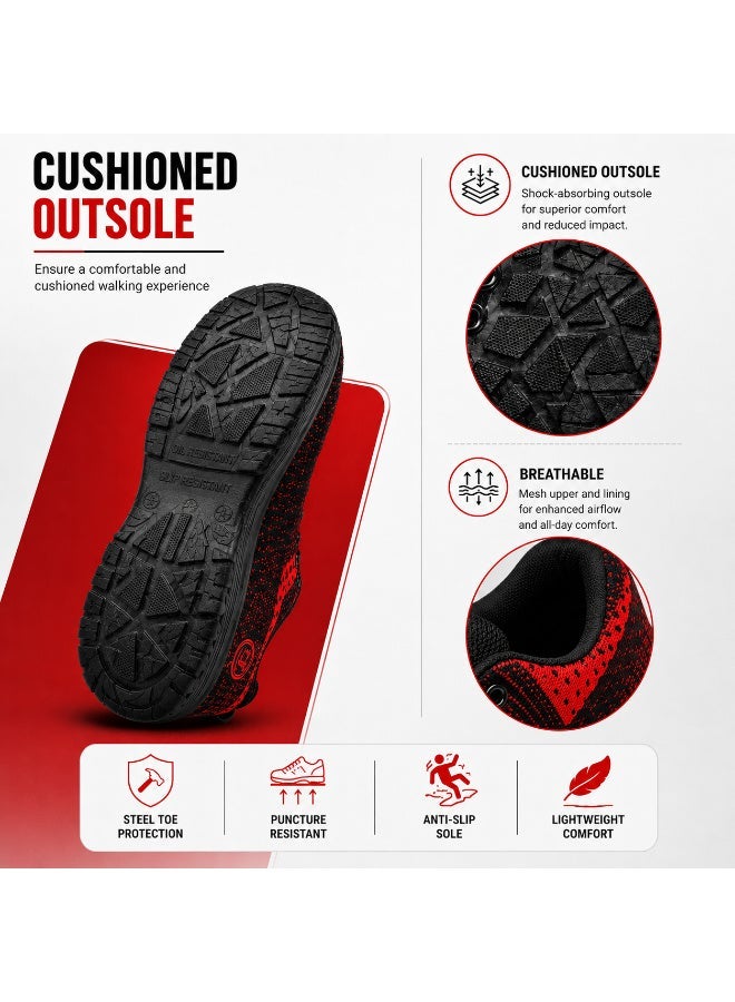 CROZZ Men and Women Safety Shoes, 200 Joules Steel Cap Protective Toe, Anti-Static Lightweight Breathable Knit Industrial Work and Construction Safety Sneakers - Image 3