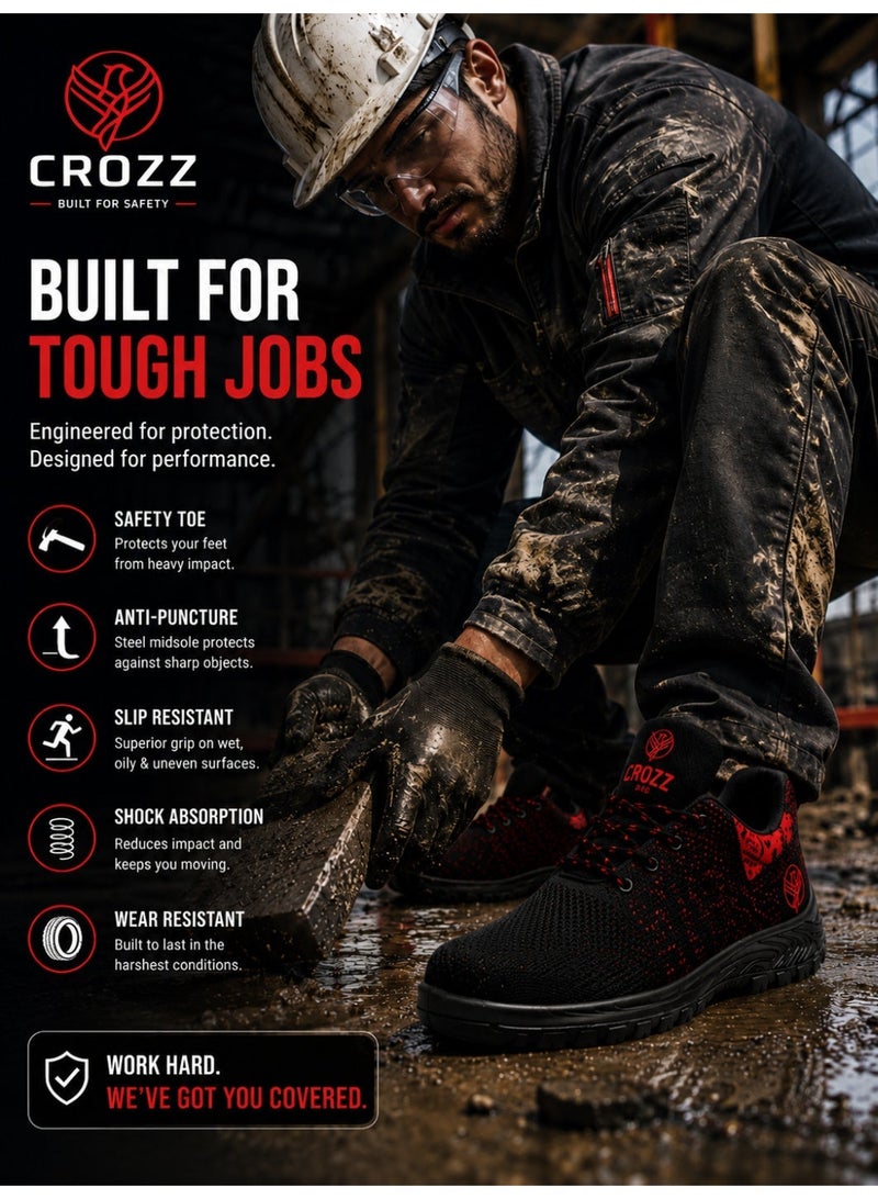 CROZZ Men and Women Safety Shoes, 200 Joules Steel Cap Protective Toe, Anti-Static Lightweight Breathable Knit Industrial Work and Construction Safety Sneakers - Image 5