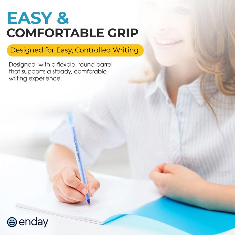 Enday Pens Ballpoint (60 Pack) 30 Blue & 30 Black Pens, Ink Pens Bulk, Medium Point 1.0mm, Smooth Writing Ballpoint Pens, Comfortable Grip Ball Point Pens Black, Quick Dry Ink. - Image 5
