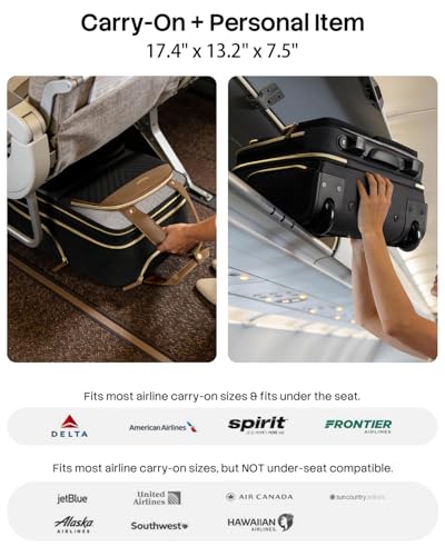 Arcoyard Underseat Carry On Luggage with Wheels, Multiple Compartments Airline Approved Personal Item Bag, Travel Carry-On with Leather Handle, Lightweight Rolling Suitcase for Women, Grey Brown - Image 3