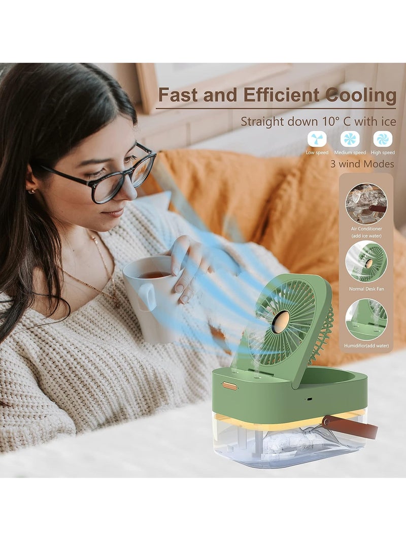 Loquat Rechargeable Portable Air Conditioner Fan Mini Evaporative Air Cooler with 7 Colors LED Light 1/2/3 H Timer 3 Wind Speeds and 3 Spray Modes for Office Home - Image 3