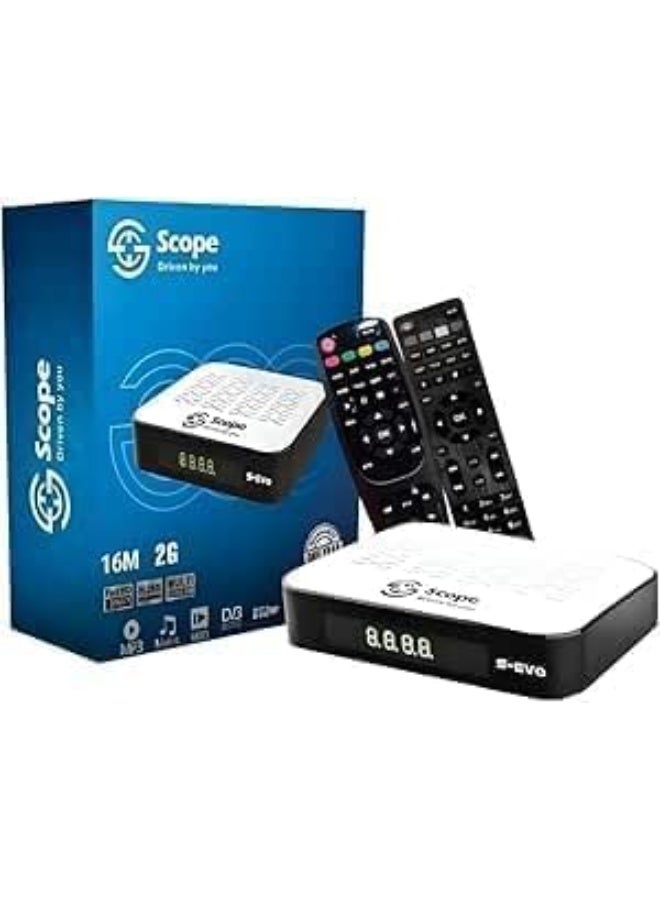 اسكوب جهاز استقبال فضائي سكوب S EVO بدقة Full HD 1080p مع واي فاي داخلي وريموت بلوتوث وذاكرة 2 جيجابايت ودعم USB وتقنية H.265 - Image 2