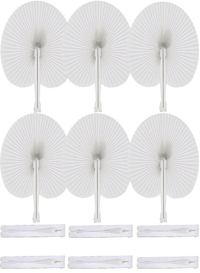 Bestage 12 Pcs White Paper Fans,Foldable Handheld Fans for Women,Round Wedding Decorative Folding Hand Fans for Bridal Guest Church Party Favors Dancing Birthday DIY - Image 1