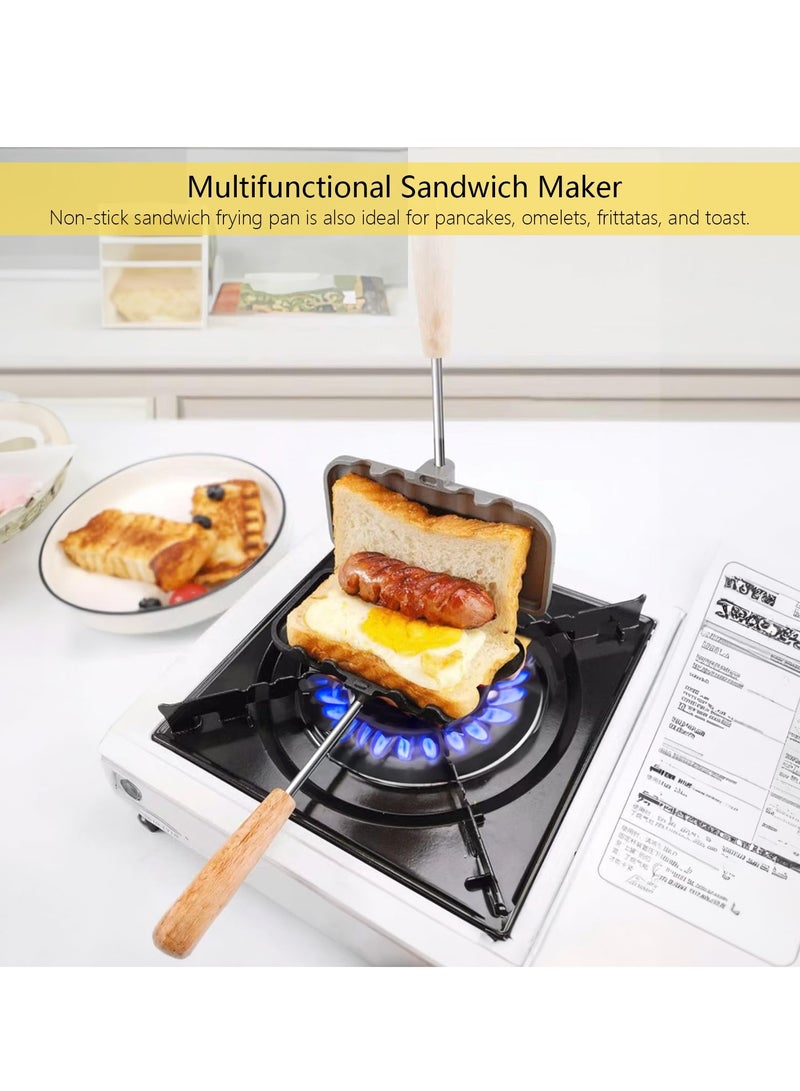 SYOSI Hot Sandwich Maker, Double-Sided Sandwich Baking Pan, Double Sided Frying Pan for Breakfast, Hot Dog Toaster, Campfire Sandwich Maker  - Image 4