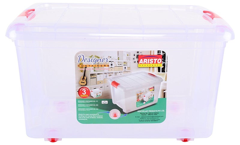 Aristo Aristo Plastic 25 L Multipurpose Rectangular Storage and Toy Box with Lid Transparent 455 x 34 x 26cm  - Image 3