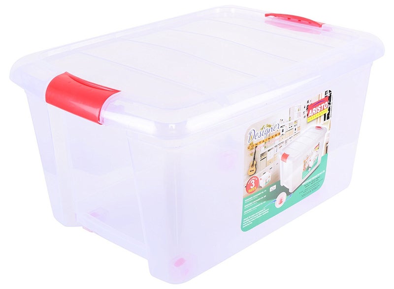 Aristo Aristo Plastic 25 L Multipurpose Rectangular Storage and Toy Box with Lid Transparent 455 x 34 x 26cm  - Image 2