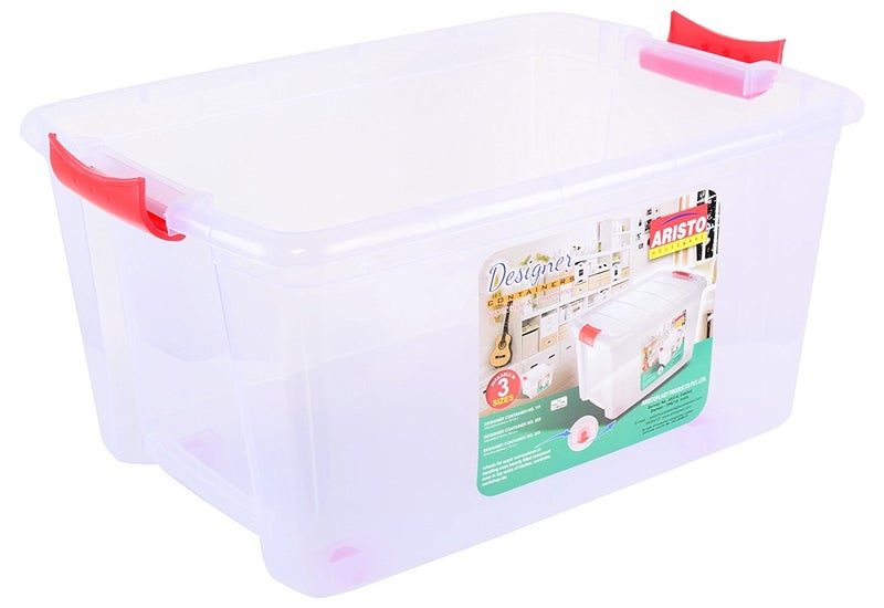 Aristo Aristo Plastic 25 L Multipurpose Rectangular Storage and Toy Box with Lid Transparent 455 x 34 x 26cm  - Image 1