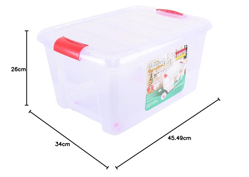 Aristo Aristo Plastic 25 L Multipurpose Rectangular Storage and Toy Box with Lid Transparent 455 x 34 x 26cm  - Image 4