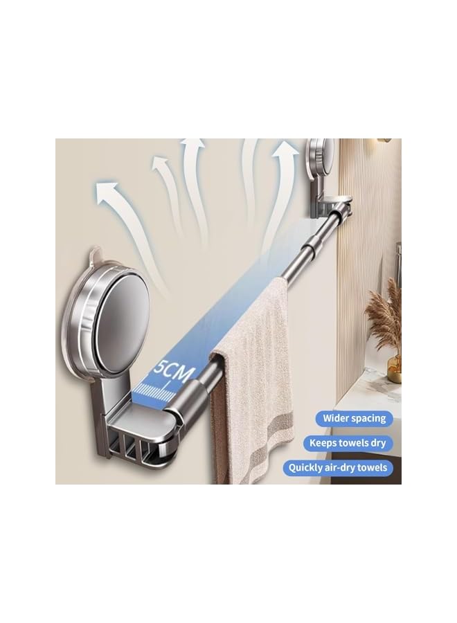 S-TOP Heavy Duty Stainless Steel Towel Bar with Removable Suction, Adjustable 11.8'' to 23.6'', Ideal for Shower and Bathroom Use - Image 4