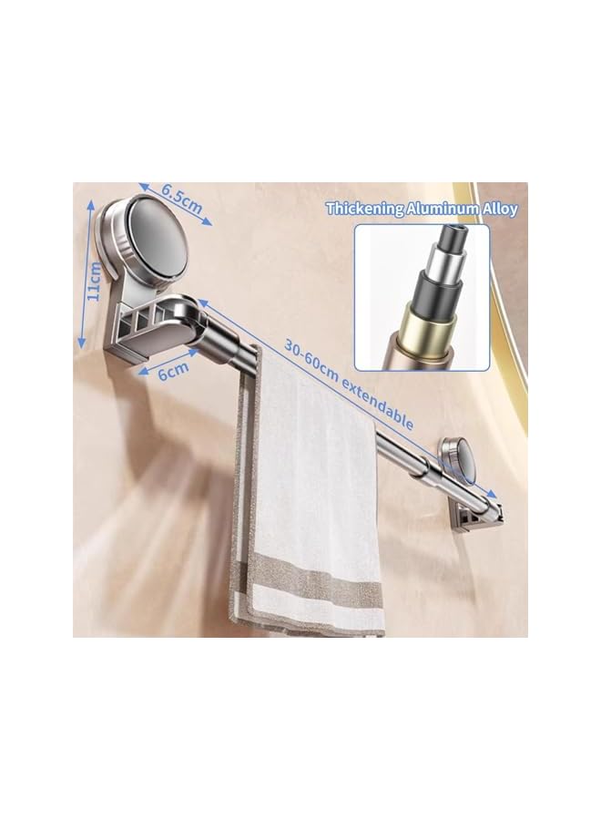 S-TOP Heavy Duty Stainless Steel Towel Bar with Removable Suction, Adjustable 11.8'' to 23.6'', Ideal for Shower and Bathroom Use - Image 2