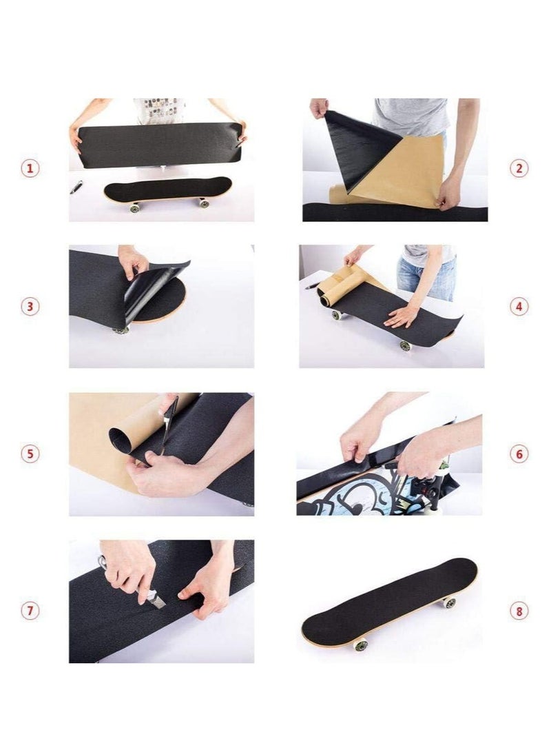 SOLARAE 2 Pack Clear Skateboard Grip Tape Sheets - 84x23cm, Bubble Free, Waterproof, for Scooters, Longboards, Rollerboards, Stairs, Pedal, Wheelchair Steps, Durable Sandpaper Grip - Image 2