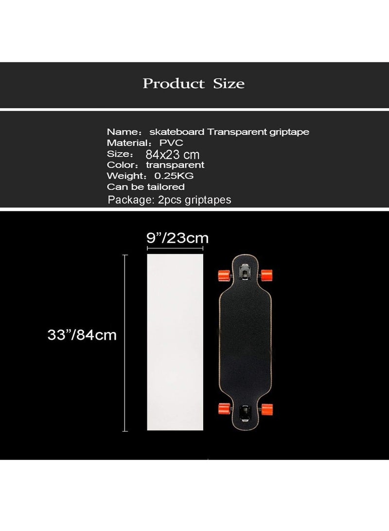 SOLARAE 2 Pack Clear Skateboard Grip Tape Sheets - 84x23cm, Bubble Free, Waterproof, for Scooters, Longboards, Rollerboards, Stairs, Pedal, Wheelchair Steps, Durable Sandpaper Grip - Image 3
