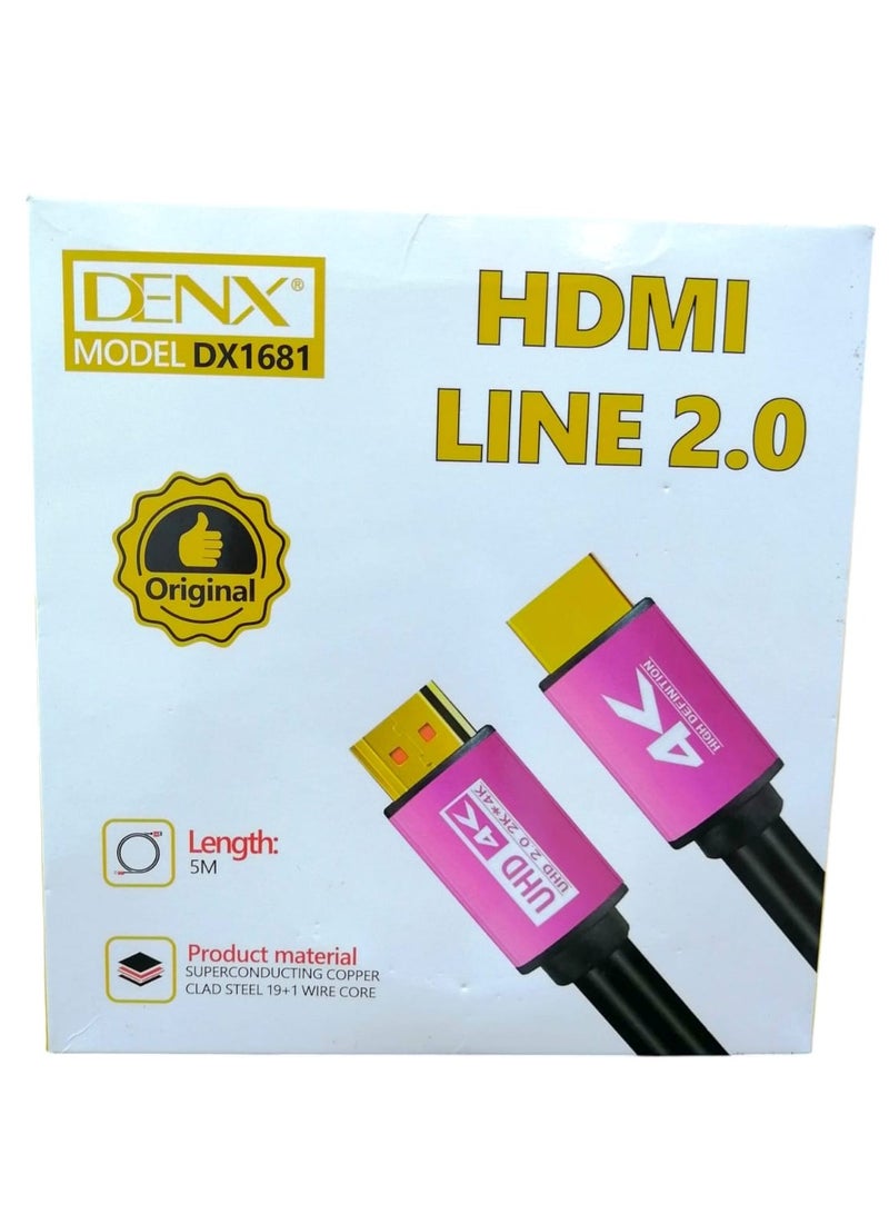 Denx 5m High Speed ​​2K/4K HDMI Line 2.0 Cable  - Image 1