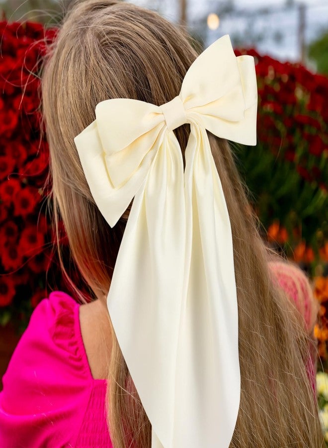 Hoteam 12 Pcs Silky Satin Oversized Hair Bows Bulk Big Hair Bows for Women Long Tail Large Bowknot Barrettes Hair Barrettes Clips Ribbon Bows Hair Accessories Gifts (Vibrant) - Image 3
