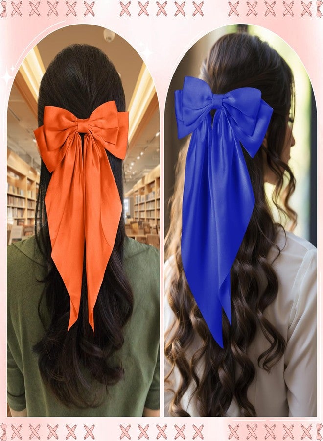 Hoteam 12 Pcs Silky Satin Oversized Hair Bows Bulk Big Hair Bows for Women Long Tail Large Bowknot Barrettes Hair Barrettes Clips Ribbon Bows Hair Accessories Gifts (Vibrant) - Image 4