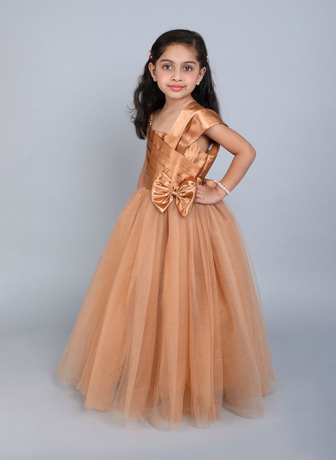 PinkChick فستان ساتان ذهبي للفتيات - Image 4