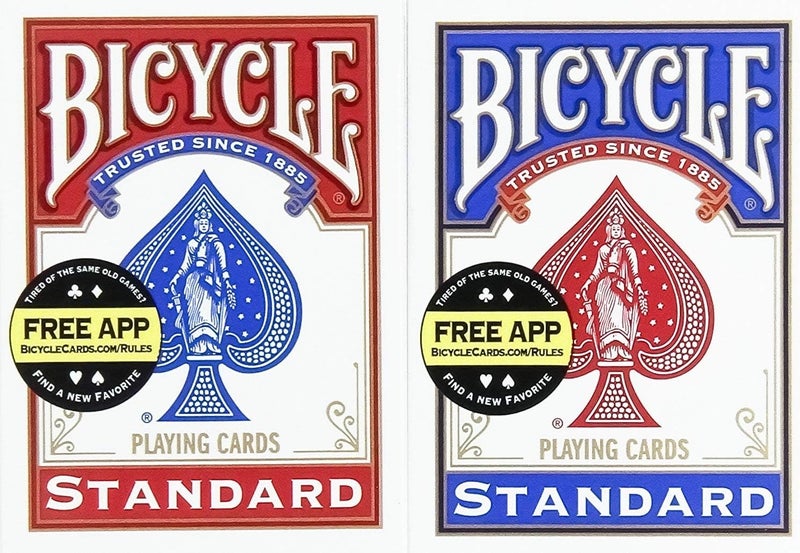 Bicycle Playing Cards, Poker Size Standard Index Decks, Pack of 2 (Red & Blue) – Air Cushion Finish, Durable Card Stock for Poker, Blackjack, Family Games & Card Tricks - Image 1