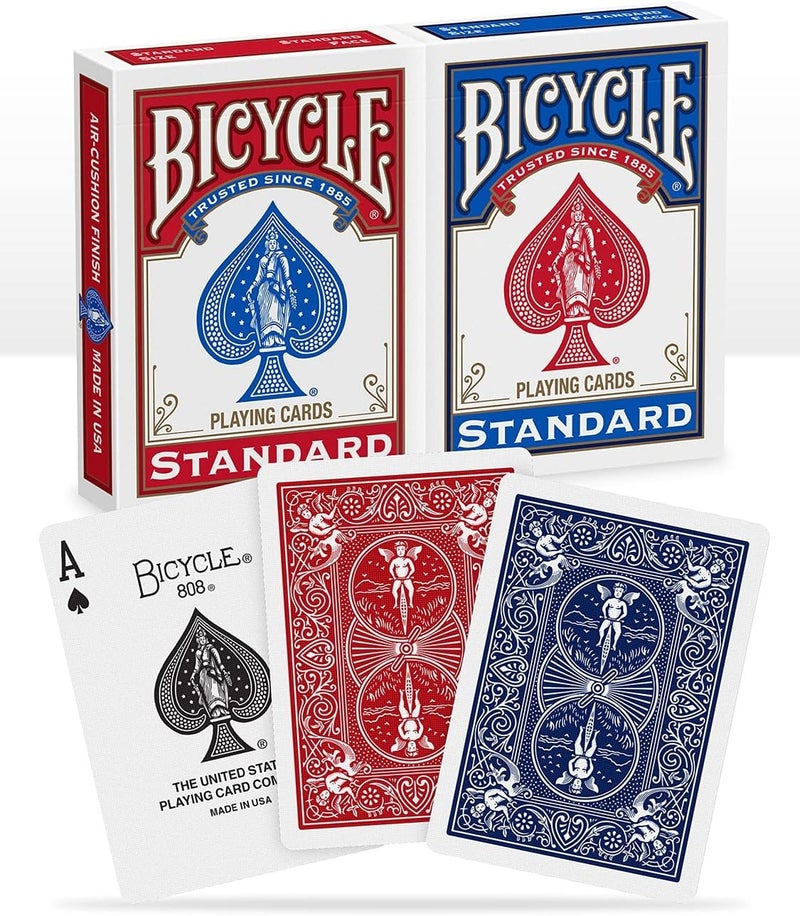 Bicycle Playing Cards, Poker Size Standard Index Decks, Pack of 2 (Red & Blue) – Air Cushion Finish, Durable Card Stock for Poker, Blackjack, Family Games & Card Tricks - Image 4