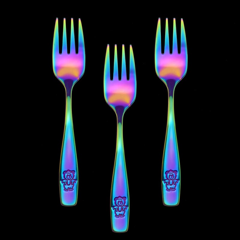 GlossyEnd 9 Piece Stainless Steel Rainbow Kids Forks  Kids Cutlery  Child And Toddler Safe Flatware  Kids Silverware  Kids Utensil Set  Includes A Total Of 9 Forks For Convenience  Ideal For Home And Preschools - Image 3