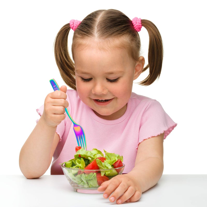 GlossyEnd 9 Piece Stainless Steel Rainbow Kids Forks  Kids Cutlery  Child And Toddler Safe Flatware  Kids Silverware  Kids Utensil Set  Includes A Total Of 9 Forks For Convenience  Ideal For Home And Preschools - Image 4