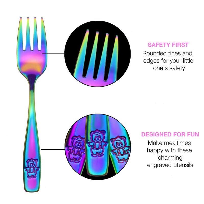 GlossyEnd 9 Piece Stainless Steel Rainbow Kids Forks  Kids Cutlery  Child And Toddler Safe Flatware  Kids Silverware  Kids Utensil Set  Includes A Total Of 9 Forks For Convenience  Ideal For Home And Preschools - Image 2