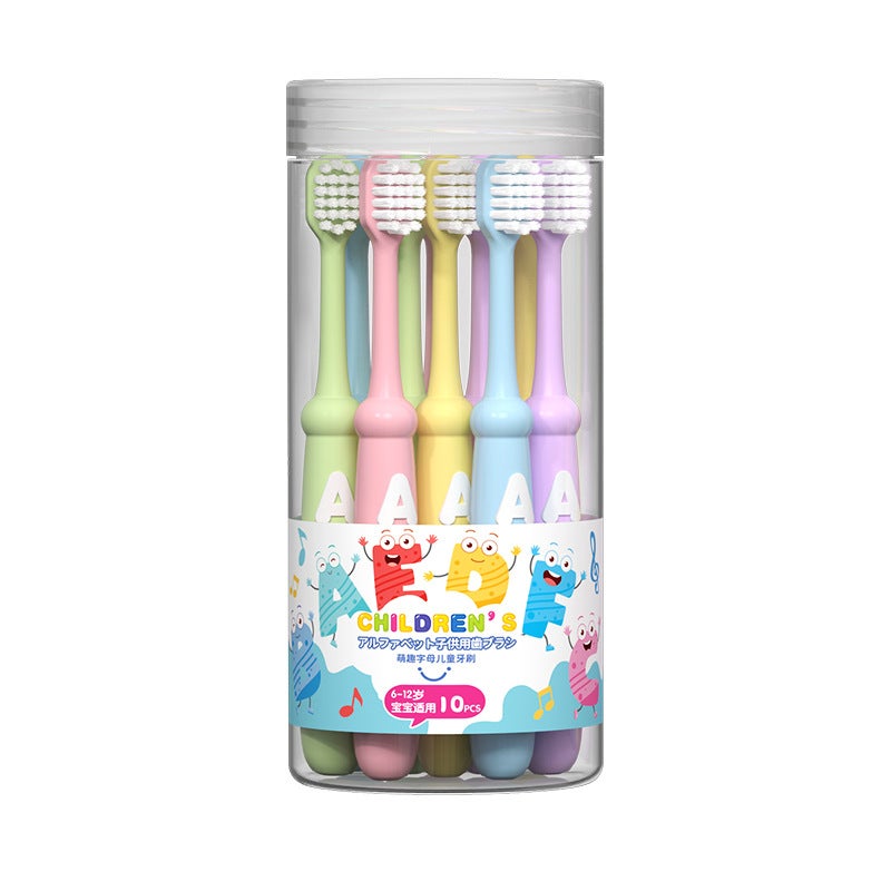 Generic Kids Cartoon Toothbrush Soft Bristle 3-12 Years 10-Pack Ten Letters (6-12 years old) 
