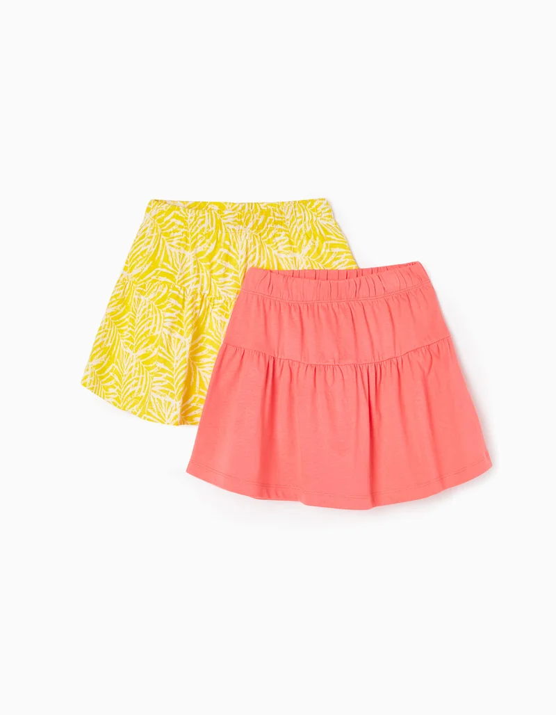 Zippy 2-Pack Skirts for Girls, Coral/Yellow