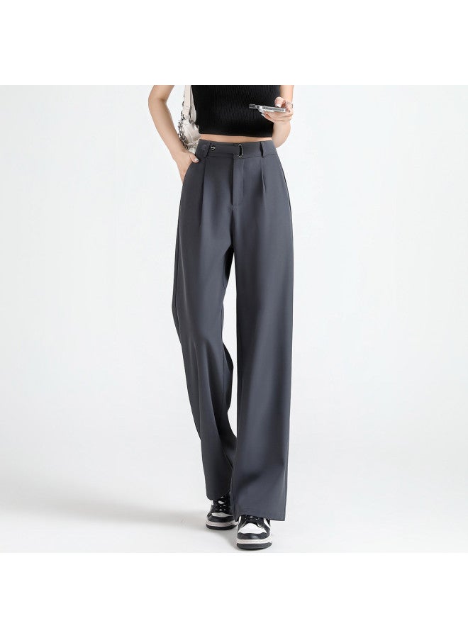 TonLion Loose Fit High Waist Korean Wide Leg Pants - Summer Thin Minimalist Versatile Solid Color Youthful Suit Wide Leg Trousers - Image 3