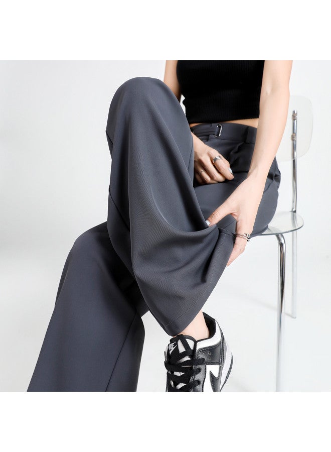 TonLion Loose Fit High Waist Korean Wide Leg Pants - Summer Thin Minimalist Versatile Solid Color Youthful Suit Wide Leg Trousers - Image 5