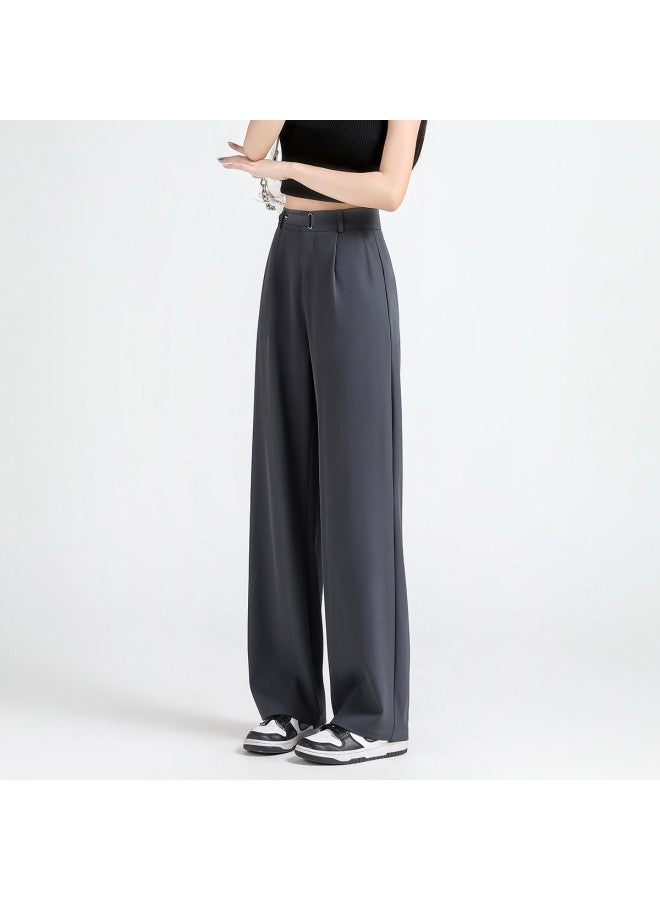 TonLion Loose Fit High Waist Korean Wide Leg Pants - Summer Thin Minimalist Versatile Solid Color Youthful Suit Wide Leg Trousers - Image 4