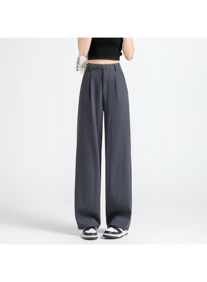 TonLion Loose Fit High Waist Korean Wide Leg Pants - Summer Thin Minimalist Versatile Solid Color Youthful Suit Wide Leg Trousers - Image 2