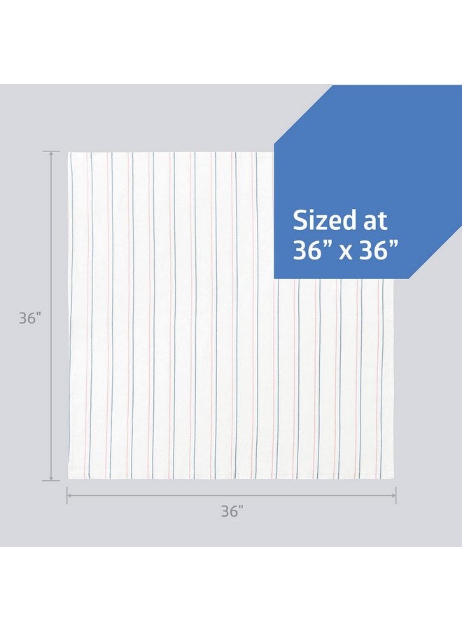 Medline Candystripe Stripe Baby Blanket, Classic Design, 100% Cotton, Soft, Cuddly, Swaddling, 36" x 36", 3 Count - Image 2