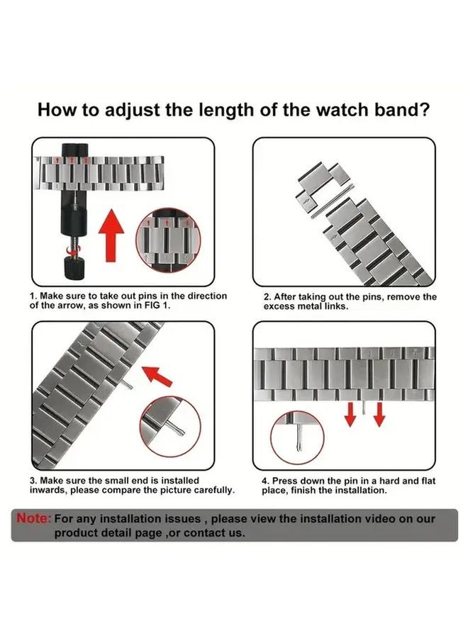 Black 22MM Metal Bracelet Band For Galaxy Watch 7 6 5 4 3 Classic Active Stainless Steel - Image 4