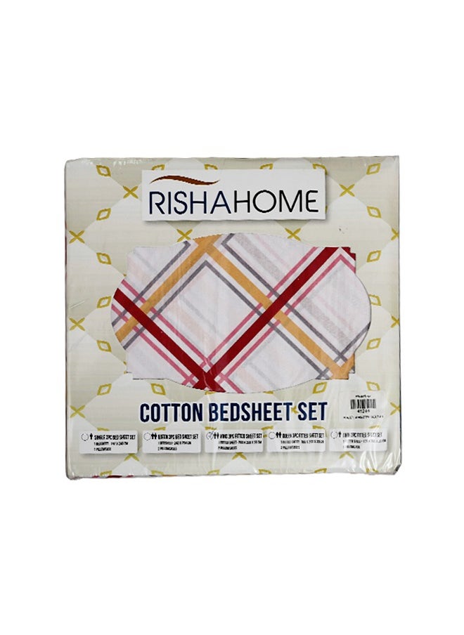 RISHAHOME 3-Pc 100% Cotton Fitted Bedsheet Set King Luxury Collection (1 Fittedsheet + 2 Pillow Cases) Tide  - Image 3