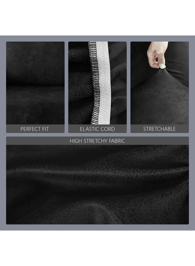 molasofa Leather Like Stretch Futon Slipcover Armless Futon Bed Sofa Cover Furniture Protector with Elastic Bottom, Soft and Washable Futon Cover for Sofa Bed Stay in Place（Larger，Black） - Image 4