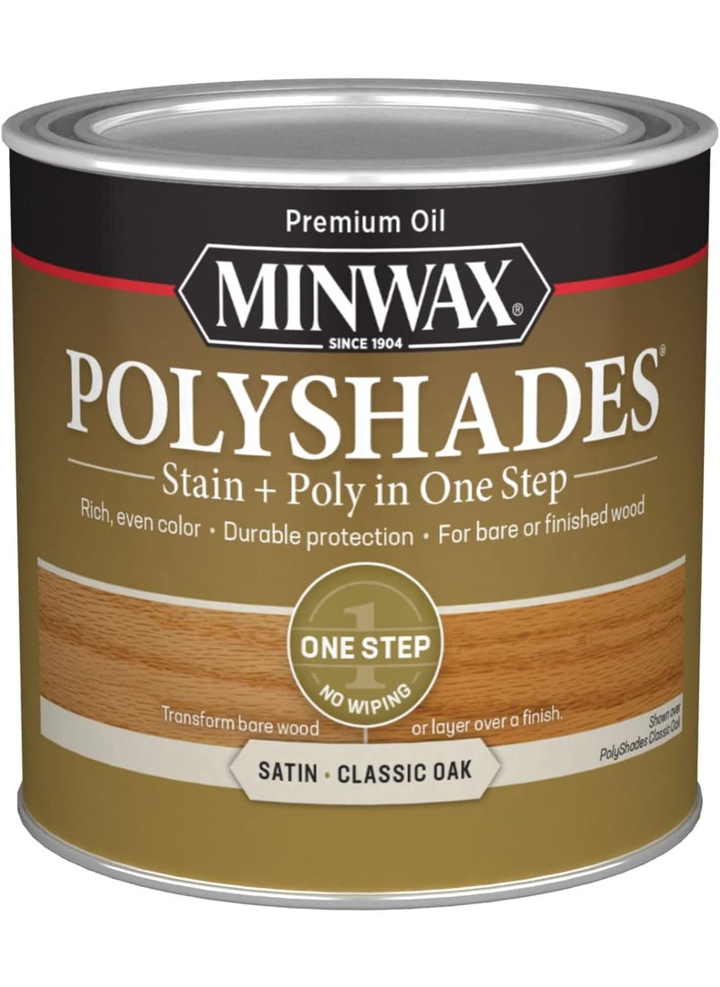 Minwax 12 pt Minwax 21370 Classic Oak PolyShades Wood Stain and Polyurethane Satin  - Image 1