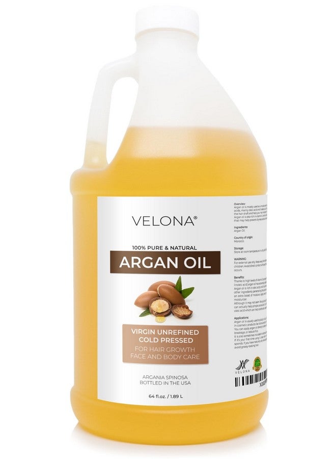 velona Argan Oil - 64 Fl Oz | 100% Pure and Natural | Morocco Oil | Stimulate Hair Growth, Skin, Body and Face Care | Nails Protector | Unrefined, Cold Pressed - Image 1