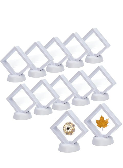 12Pcs 3D Floating Display Case Holder Stands，Floating Coin Display Frame Holder Stands for Jewerly Fossils Rocks
