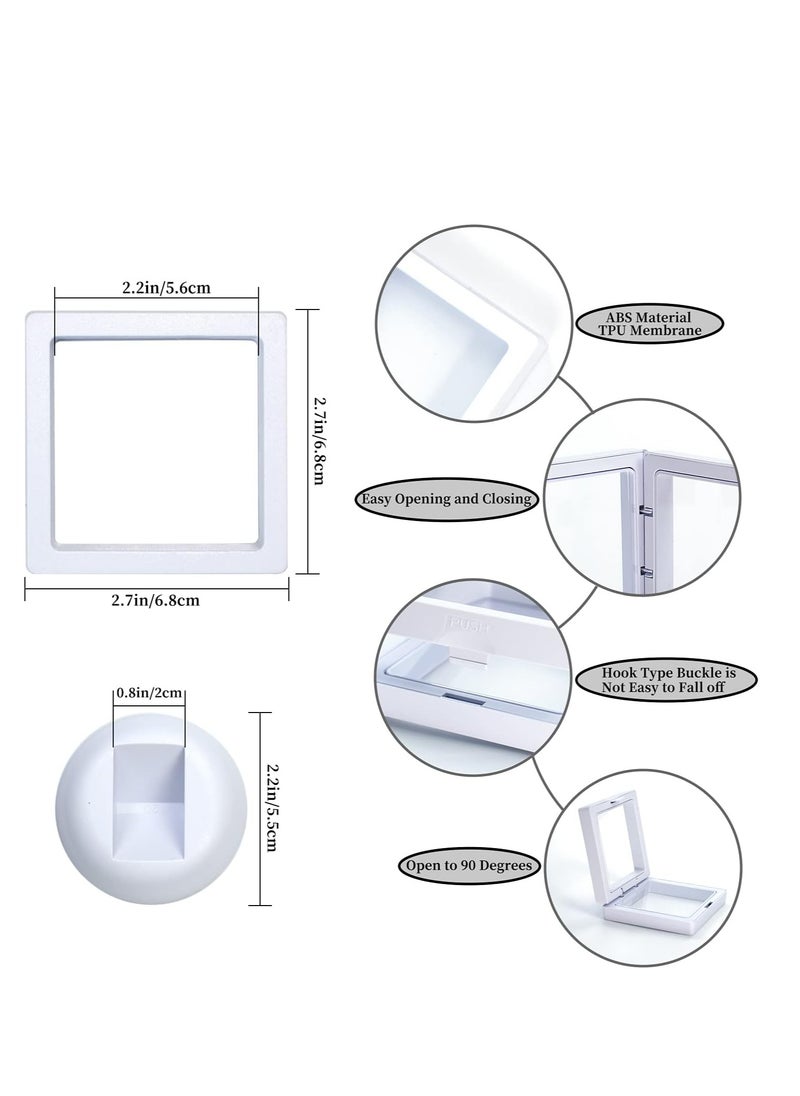 12Pcs 3D Floating Display Case Holder Stands，Floating Coin Display Frame Holder Stands for Jewerly Fossils Rocks