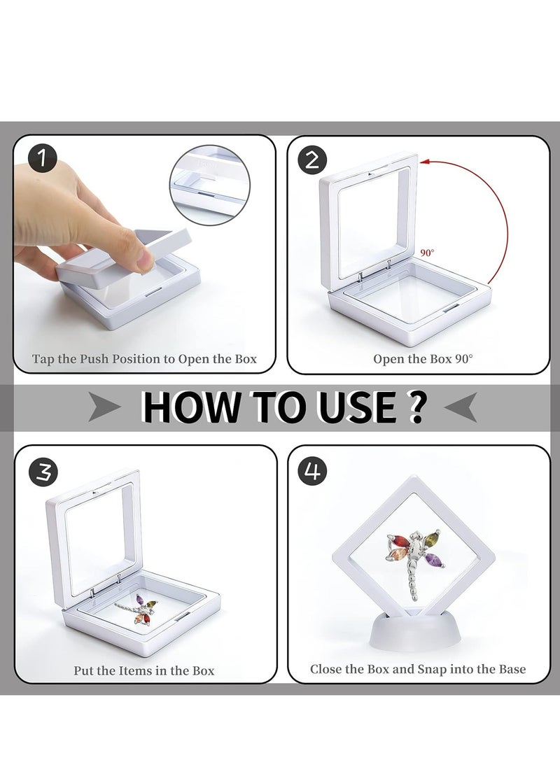12Pcs 3D Floating Display Case Holder Stands，Floating Coin Display Frame Holder Stands for Jewerly Fossils Rocks