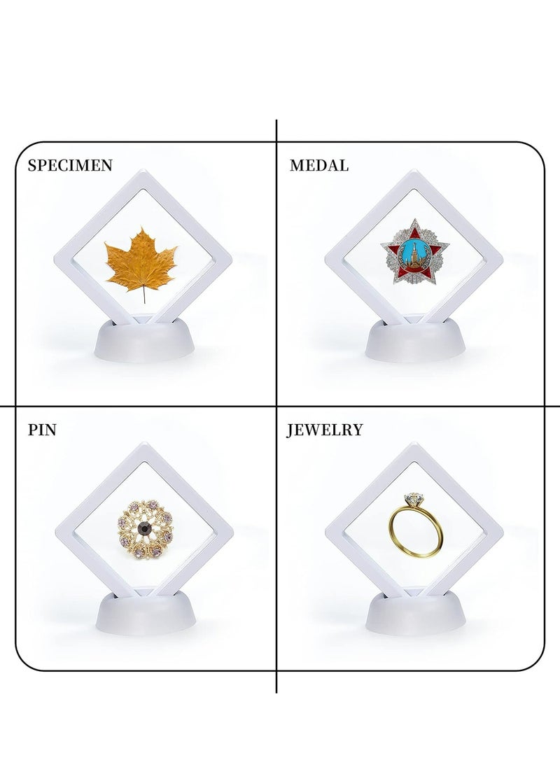 12Pcs 3D Floating Display Case Holder Stands，Floating Coin Display Frame Holder Stands for Jewerly Fossils Rocks