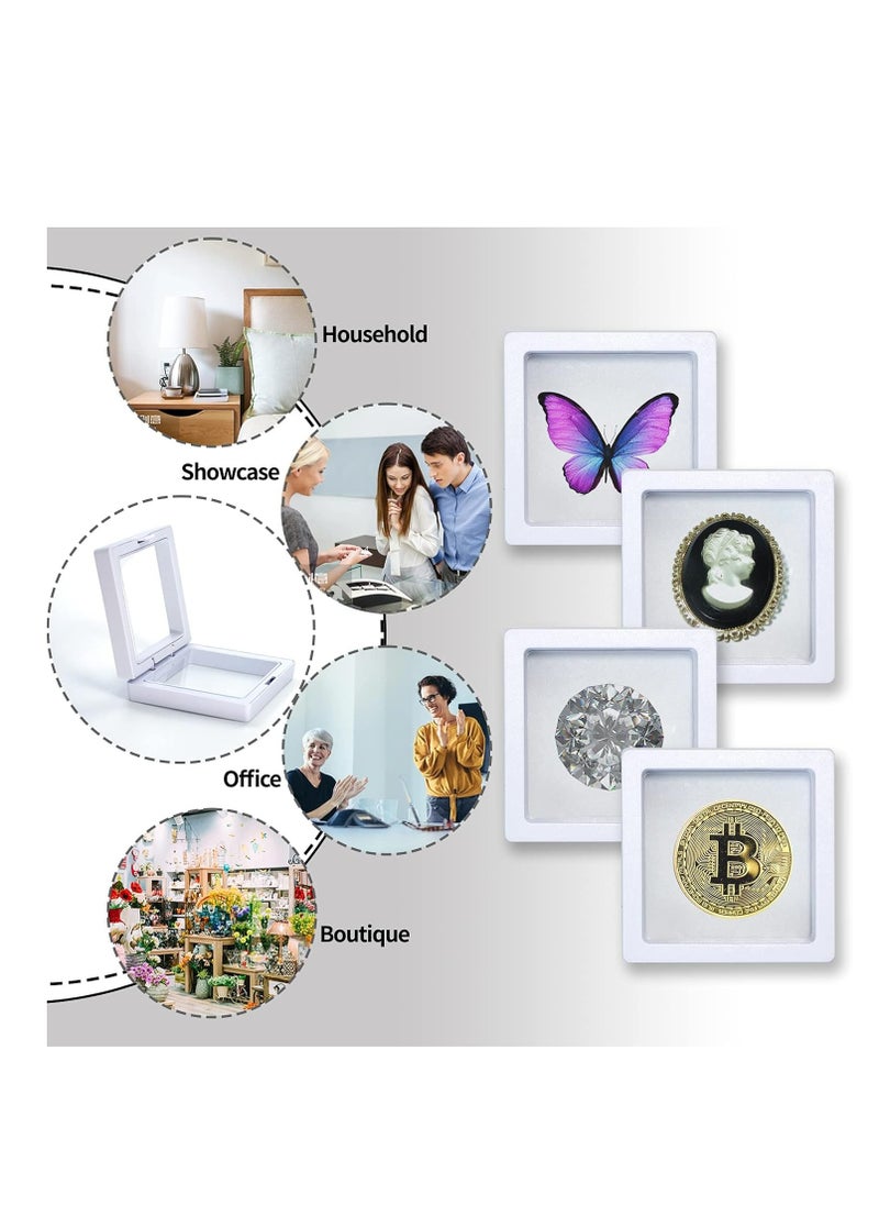 12Pcs 3D Floating Display Case Holder Stands，Floating Coin Display Frame Holder Stands for Jewerly Fossils Rocks