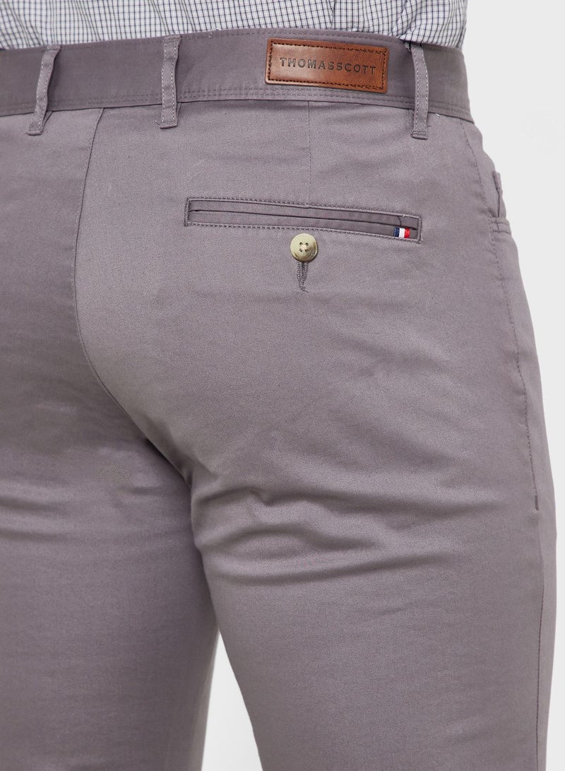 Thomas Scott Men Grey Solid Slim Fit Sustainable Chinos - Image 5