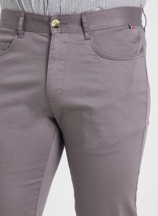 Thomas Scott Men Grey Solid Slim Fit Sustainable Chinos - Image 4